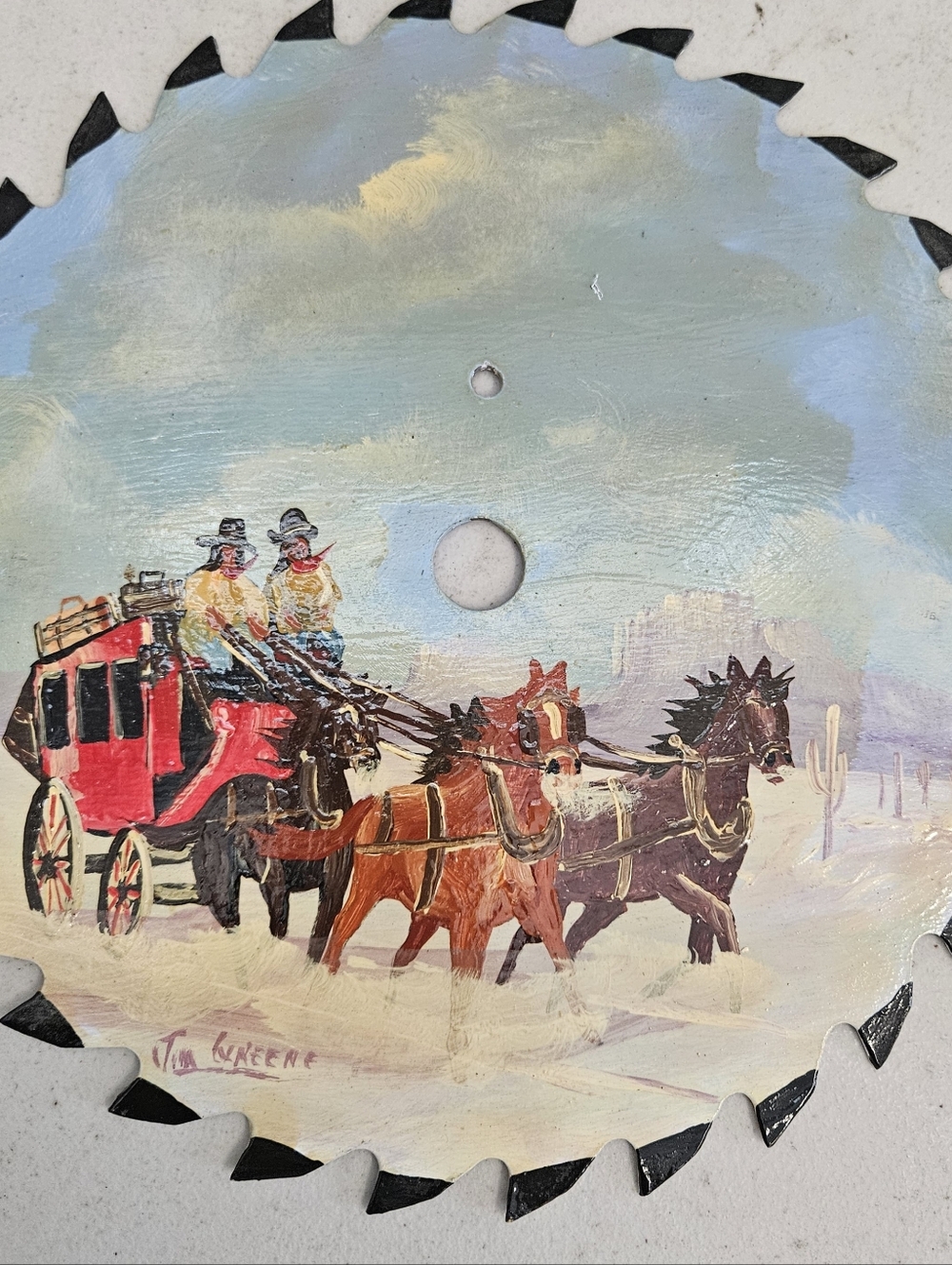 Vintage Western Stagecoach Wall Art - Red and Brown